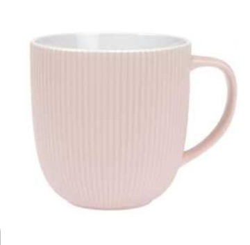 Kubek porcelana New Bone Olympia 340 ml pudrowy róż mat wypukły wzór prążki