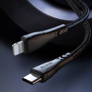 MCDODO КОРОТКИЙ КАБЕЛЬ LIGHTNING USB-C БЫСТРАЯ ЗАРЯДКА 36 Вт ДЛЯ IPHONE 20 СМ