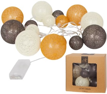 COTTON BALLS LAMPKI KULE ŚWIETLNE LED GIRLANDA NA PRĄD ŚWIECĄCE ŁAŃCUCH