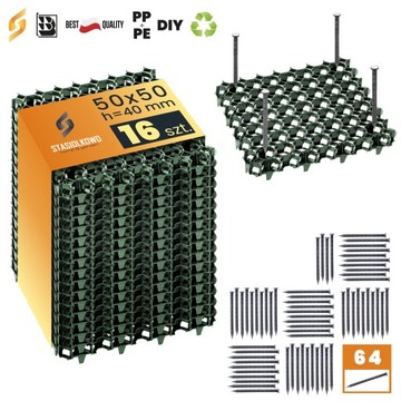 16x Kratka Parkingowa Podjazdowa 50x50 + 64 kotwy