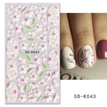 Naklejka 5D na paznokcie kwiaty 5D-K041