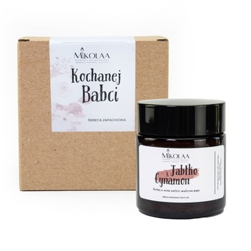 Dzień Babci Świeca Sojowa Zapachowa Jabłko Cynamon 120 ml PREZENT