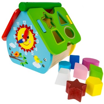 DREWNIANY DOMEK KOSTKA SORTER KLOCKI