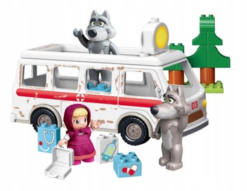 KLOCKI KONSTRUKCYJNE MASZA I NIEDŹWIEDŹ AMBULANS 23 ELEMENTY FUN4KIDS