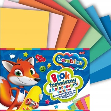 BLOK TECHNICZNY KOLOROWE KARTKI A4 BAMBINO 160g/m2
