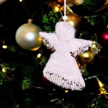 РОЖДЕСТВЕНСКАЯ ЕЛКА ОРНАМЕНТ РОЗОВЫЙ АНГЕЛ 23СМ ПОДАРОЧНЫЙ ОРНАМЕНТ