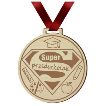 MEDAL super PRZEDSZKOLAK taśma BORDO koniec ROKU