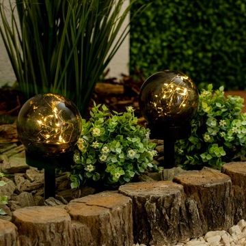 СВЕТОДИОДНАЯ САДОВАЯ ЛАМПА СОЛНЕЧНЫЙ ШАР Шипованный ДЫМЧАТЫЙ ШАР Декоративный ШИП