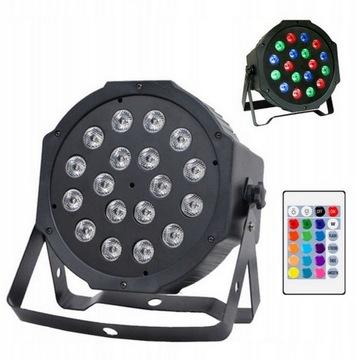 ДИСКО ЛАЗЕРНЫЙ ПРОЕКТОР 18 СВЕТОДИОДНЫХ ЦВЕТНЫХ ОТРАЖАТЕЛЕЙ RGB ЛАМПА + ПУЛЬТ ДИСТАНЦИОННОГО УПРАВЛЕНИЯ