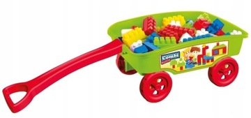 KLOCKI + WÓZEK na zabawki PRZYCZEPKA Mochtoys 80el