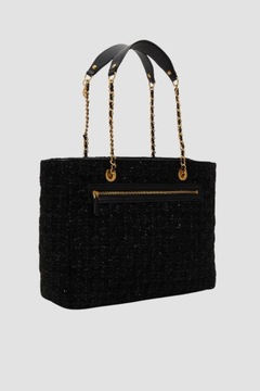 GUESS Czarna tweedowa shoperka Giully Tote