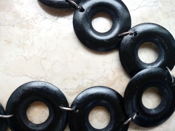 Длинные деревянные классические серьги с черными бусинами, комплект обручей в стиле бохо