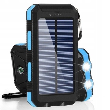 POWERBANK SOLARNY Z LATARKĄ KOMPAS 2×USB 20000mAh