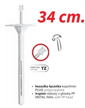 Kołki do Styropianu 34cm METALOWY TRZPIEŃ dyble