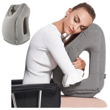 Wygodna Poduszka Podróżna Dmuchana Ergonomiczna do Samochodu Samolotu Auta