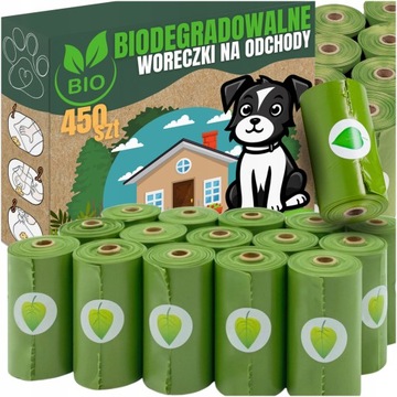 WORECZKI BIODEGRADOWALNE NA PSIE ODCHODY WORKI NA KUPY PSA BIO EKO 450 SZT