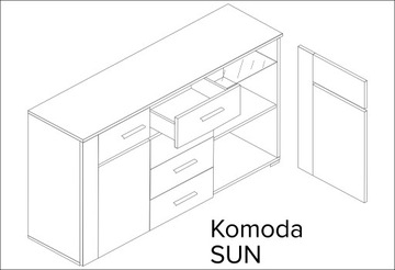 Белый + глянцевый комод Sun со светодиодной подсветкой - Новинка