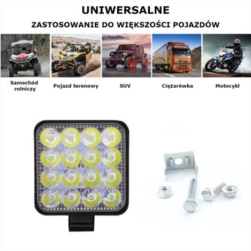 Lampa robocza halogen szperacz 16 LED 12V 24V 2szt