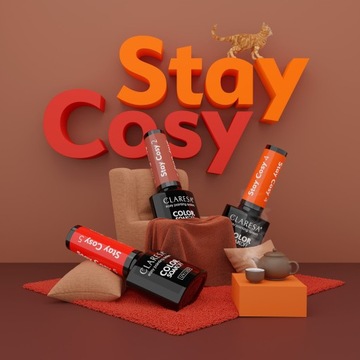CLARESA ГИБРИДНЫЙ ЛАК ДЛЯ НОГТЕЙ оранжевый STAY COSY 4