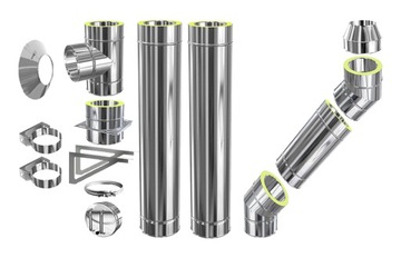 KOMIN SYSTEMOWY IZOLOWANY Dwuścienny PIEC NA PELLET fi 130 DOMEK Z BALI A+1