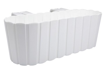 ЦВЕТОЧНЫЙ ГОРШОК, ОВАЛЬНЫЙ БАЛКОННЫЙ ЯЩИК ДЛЯ БАЛЮСТРАДНЫХ КРЮЧКОВ, БЕЛЫЙ