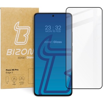 Hartowane szkło ochronne z ramką, Bizon do Xiaomi Poco X6 Pro, szybka
