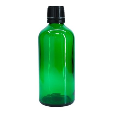Butelka szklana 100 ml zielona z nakrętką czarną