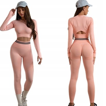 KOMPLET SPORTOWY Top Legginsy Bezszwowe Fitness