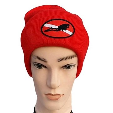 Czapka unisex dla dorosłych mężczyzn i kobiet z flagą nurkową/nurkiem w dół, czerwona 2