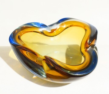 PATERA MURANO SKRĘCONA NIEBIESKO ŻÓŁTA 16 x 16 CM