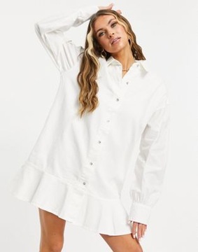 MISSGUIDED BIAŁA JEANSOWA SUKIENKA MINI* 36 S 1VAN