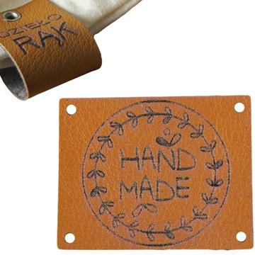 10X HANDMADE SKÓRZANE NASZYWKI METKI RĘKODZIEŁO