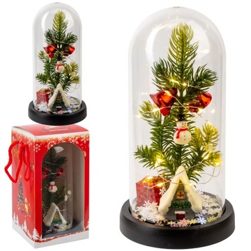 РОЖДЕСТВЕНСКАЯ ЕЛКА В СТЕКЛЕ, РОЖДЕСТВЕНСКОЕ УКРАШЕНИЕ СО СВЕТОДИОДНОЙ ПОДСВЕТКОЙ