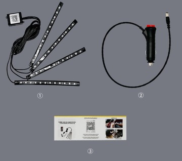 СВЕТОДИОДНАЯ ЛЕНТА для автомобиля RGB LEDs Гаджеты 4в1 Комплект: ЗАЖИГАЛКА + ПРИМЕНЕНИЕ