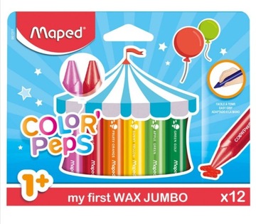 Kredki świecowe dla malucha pierwsze kredki Jumbo Colorpeps 12 kolorów Mape