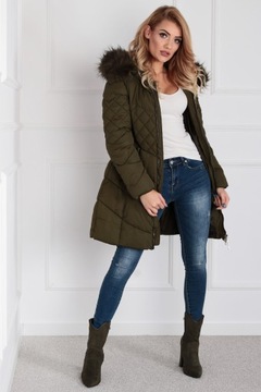 KURTKA DŁUGA PŁASZCZ KAPTUR ZIMA KOLORY 40 L 2099