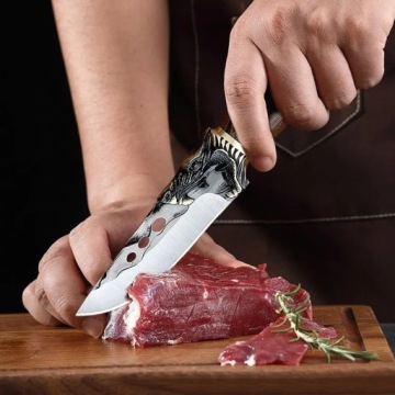 ОХОТНИЧИЙ НОЖ эксклюзивный FINKA BUTCHER декорированный кованый + кожаная кобура ND50