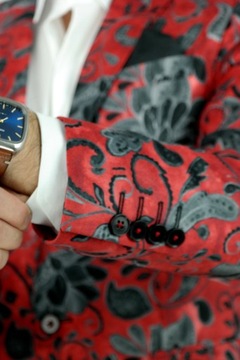 Мужская куртка GIOVANNI PERA D621 Эксклюзив, красный, цветы 46 XS