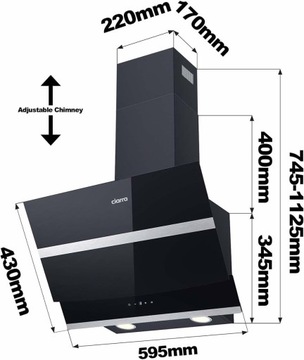 CIARRA ASB6736N КУХОННАЯ ВЫТЯЖКА 60 СМ С УГЛЕРОДНЫМ ФИЛЬТРОМ СЕНСОРНОЕ УПРАВЛЕНИЕ