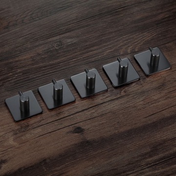 1x вешалка для ванной, самоклеящийся крючок, черная