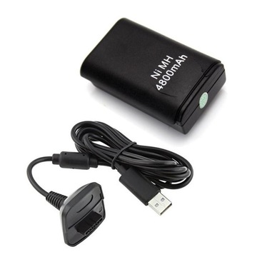 Аккумулятор 4800 мАч, аккумуляторный кабель Xbox 360 Black