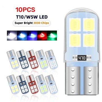10x W5W Led T10 Canbus 3030 8SMD Внутренняя купольная лампочка для чтения DRL автомобиля