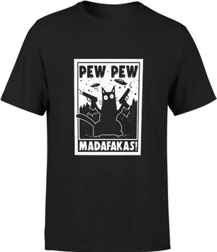 KOSZULKA MĘSKA KOT PEW PEW MADAFAKA T-SHIRT HIT XL