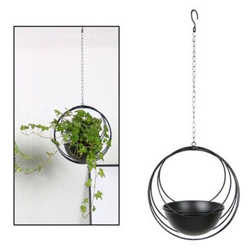 Подвесной цветочный горшок в скандинавском стиле с несколькими кольцами, черный
