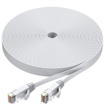 White 30m Cat6 Ethernet Cable 1000M Network Slim long Flat Internet LAN Pat