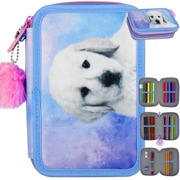 PIÓRNIK TRZYKOMOROWY Z WYPOSAŻENIEM PIES Z PIESKIEM DLA DZIEWCZYNKI