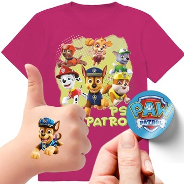 ZESTAW 3W1 KOSZULKA DLA DZIECI TATUAŻE NAKLEJKI PSI PATROL 128 JAKOŚĆ