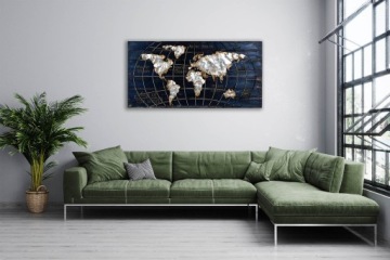 3D металлическая ретро картина на стену для гостиной, кабинета ЛОФТ, КАРТА МИРА 1