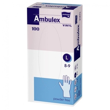 RĘKAWICZKI MATOPAT L winylowe Ambulex Vinyl niepudrowane 100szt. białe
