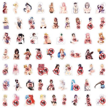 50 sztuk Anime Hentai Sexy Waifu naklejki dla dorosłych Graffiti Laptop tel